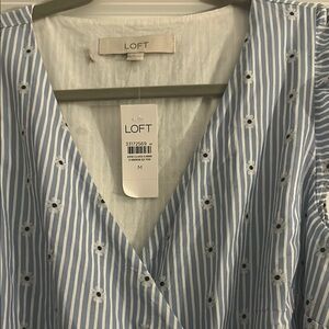 LOFT Blue and White Sleeveless Maxi Sundress